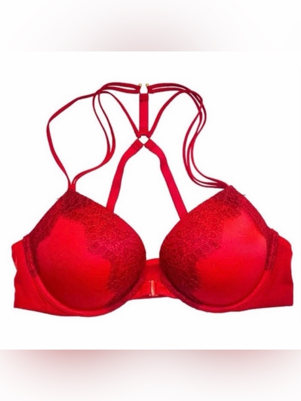 Victoria's Secret Red Strappy Lace-Accent Push-Up Bra